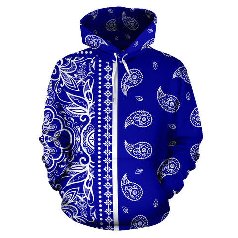 Image of Blue Bandana Style All Over Hoodie - Crip Blue New Style