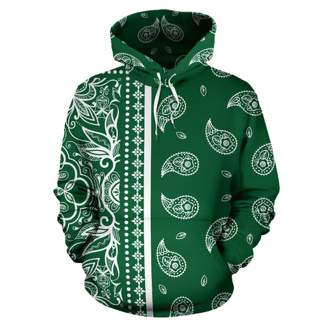 Image of Hunter Green Bandana Style All Over Hoodie - New Style