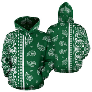 Hunter Green Bandana Style All Over Hoodie - New Style