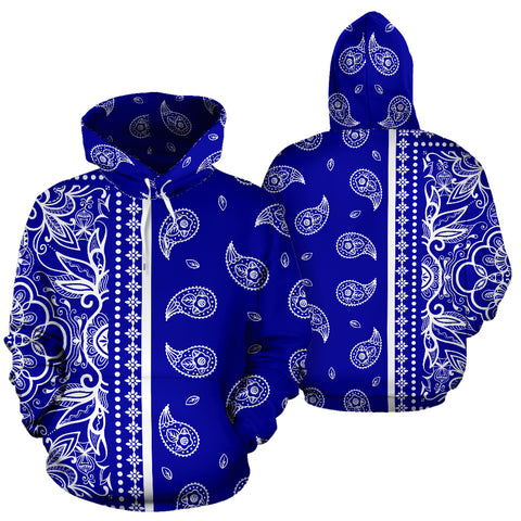 Image of Blue Bandana Style All Over Hoodie - Crip Blue New Style