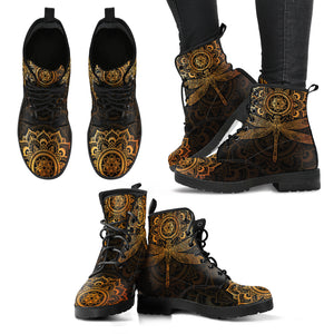 Mandala Dragonfly Rusty Gold Handcrafted Women's Boots
