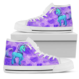 Unicorn Purple Womens High Top Shoes (white)