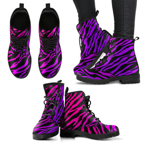 Rainbow Zebra Print Women's Leather Boots