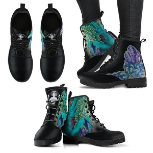 Symbolic Hand & Purple Crystal -  Women's Leather Boots