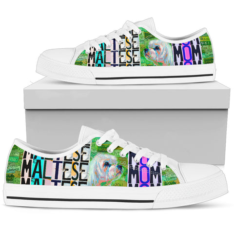 Women's Low Top Canvas Shoes For Maltese Mom