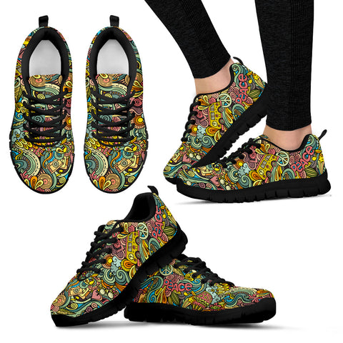 Hand Drawn Objects Hippie Sneakers