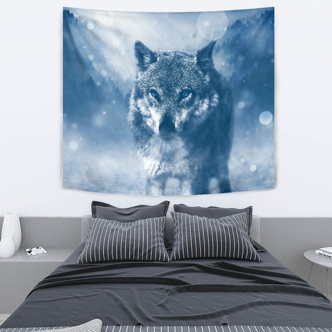Image of Blue Eyed Wolf Tapestry