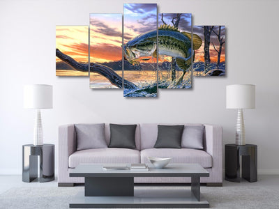 Bass Fishing Dream 5-Piece Wall Art Canvas - Spicy Prints