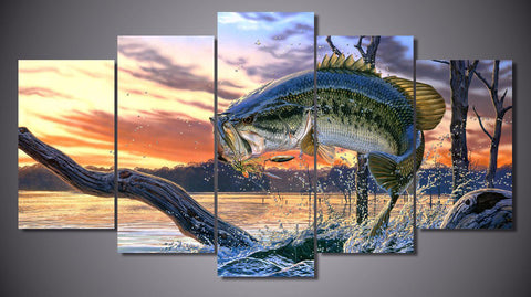 Image of Bass Fishing Dream 5-Piece Wall Art Canvas - Spicy Prints
