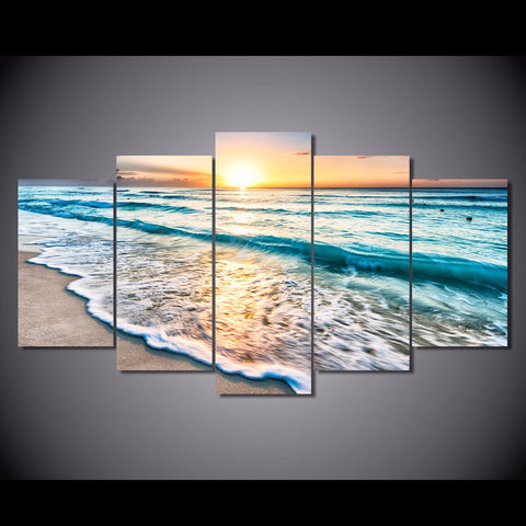Image of Good Morning Ocean View 5-Piece Wall Art Canvas - Spicy Prints