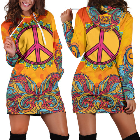 Image of Hippie Peace Hoodie Dress