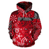 Red Black Bandana Patchwork Style Design Hoodie