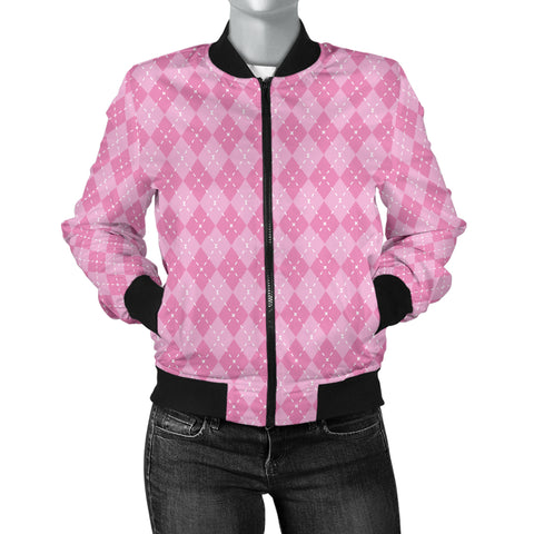 Image of Pink Argyle Women's Bomber Jacket