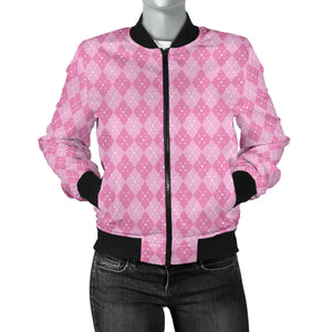 Pink Argyle Women's Bomber Jacket
