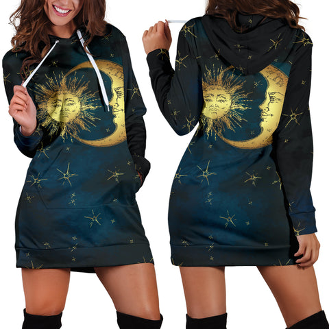 Image of Gold Sun and Moon Hoodie Dress