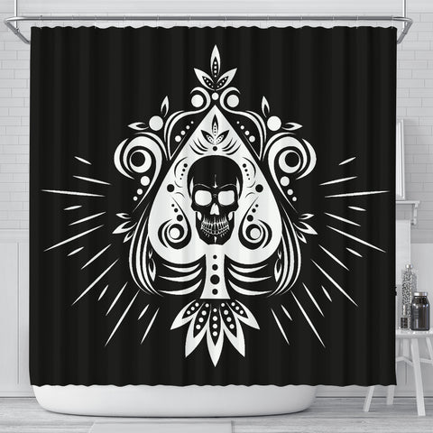 Image of Skull Tattoo Design Black Shower Curtain