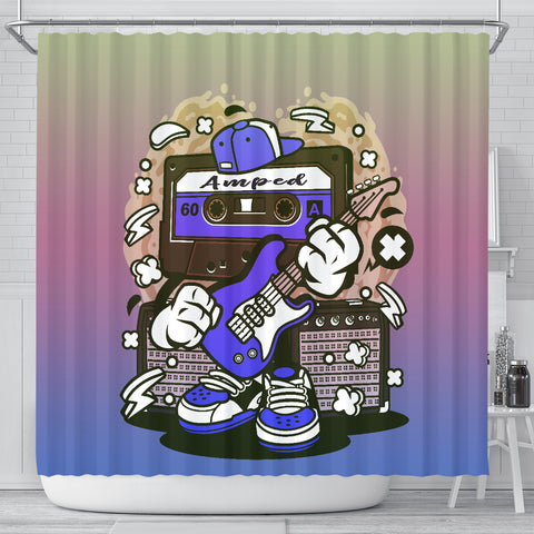 Amped Guitar Shower Curtain for Musicians and Music Freaks