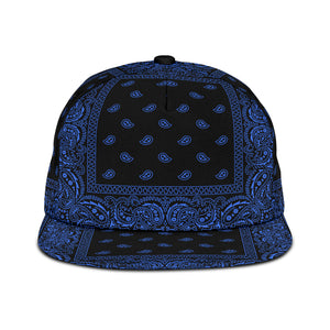 Black Light Blue Bandana Style Snapback Cap