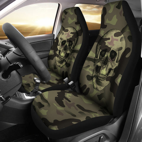 Image of Camo Skull Car Seat Covers Camouflage with Skulls