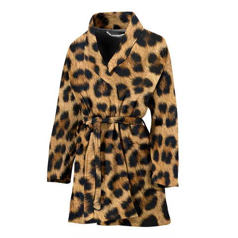 Leopard Fur Print Womens Bathrobe