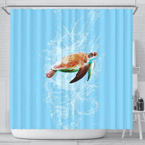 Image of Shower Curtain Turtle Swimming