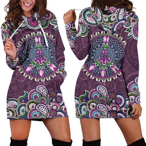 Image of Purple Peace Mandala Hoodie Dress