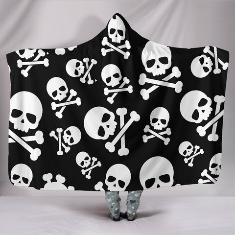 Image of Skull Crossbones Hooded Blanket