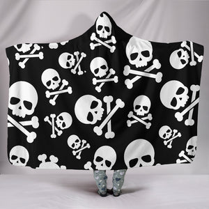 Skull Crossbones Hooded Blanket