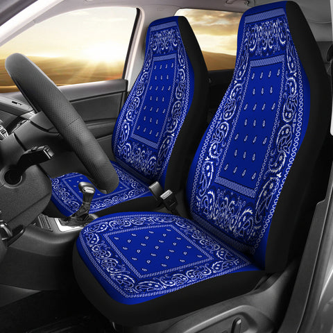 Image of Crip Blue Bandana Style Car Seat Covers - Set Of 2
