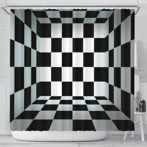 Black and White squares Shower Curtain