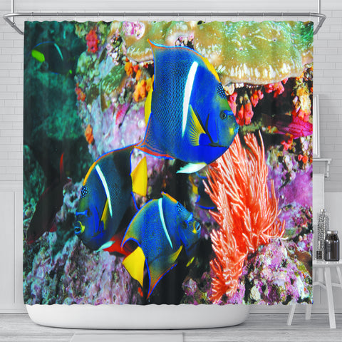Image of Blue Fish Shower Curtain