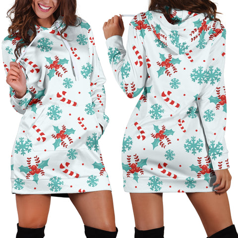 Image of Candy Cane Blue Hoodie Dress