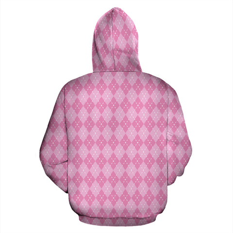 Image of Pink Argyle All Over Zip Up Hoodie