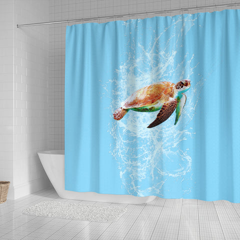 Image of Shower Curtain Turtle Swimming