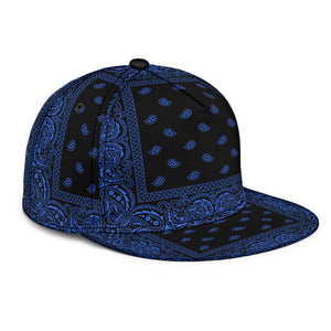 Black Light Blue Bandana Style Snapback Cap