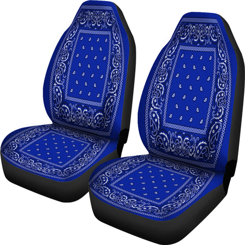 Image of Crip Blue Bandana Style Car Seat Covers - Set Of 2