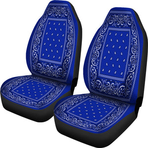 Crip Blue Bandana Style Car Seat Covers - Set Of 2