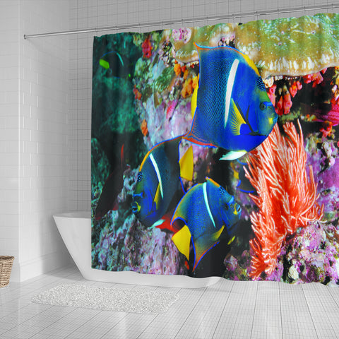 Image of Blue Fish Shower Curtain