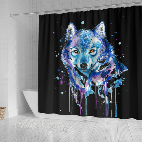 Image of Watercolour Wolf Shower Curtain