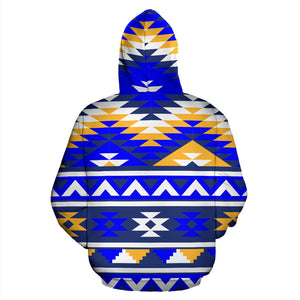 Ethnic Tribal Design Hoodie - Royal Navy Yellow