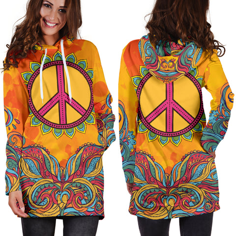 Image of Hippie Peace Hoodie Dress