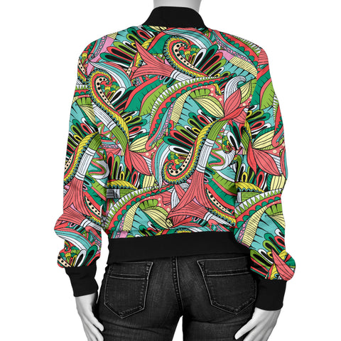 Image of Funky Patterns in Greens - Women's Bomber Jacket