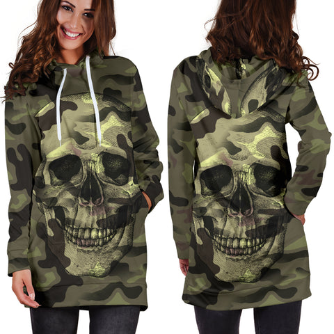 Camo Skull Hoodie Dress Camouflage with Skulls