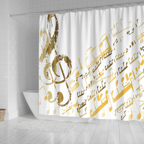 Image of Golden Music Notes Shower Curtain
