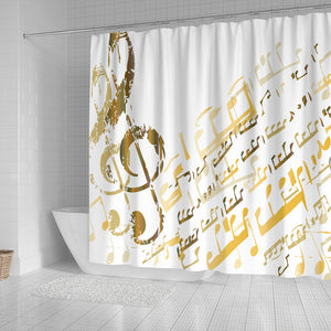 Golden Music Notes Shower Curtain