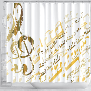 Golden Music Notes Shower Curtain