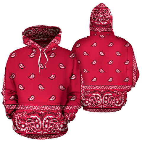 Image of Red Crimson Bandana Style Hoodie - All Over Print Red Hoodie