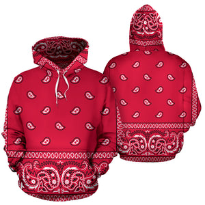 Red Crimson Bandana Style Hoodie - All Over Print Red Hoodie