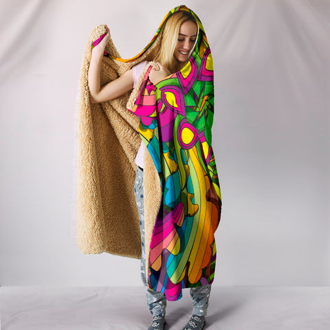 Image of Psychedelic Pop Art Pattern Hooded Blanket