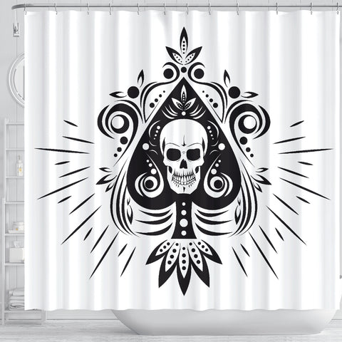 Skull Tattoo Design White Shower Curtain